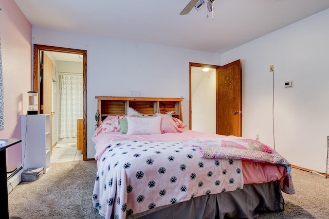 4100 15th St, Menominee, MI 49858 - carpeted bedroom with a ceiling fan