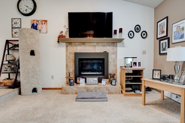 4100 15th St, Menominee, MI 49858 - carpeted living area with a tiled fireplace