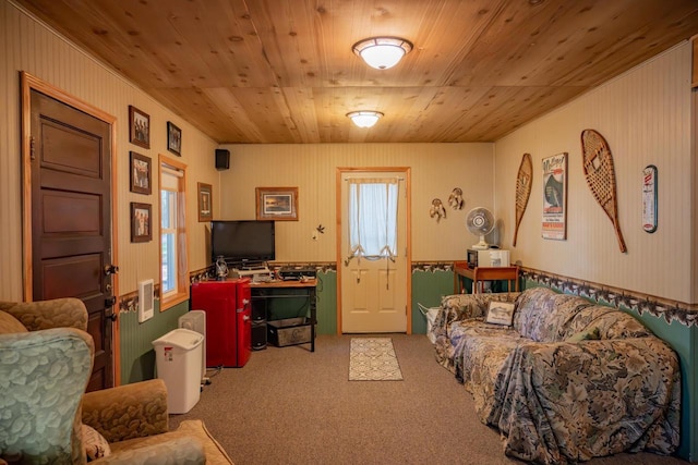 2146 Olmstead St, Friendship, WI 53934 - carpeted living area featuring wooden ceiling