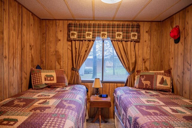 2146 Olmstead St, Friendship, WI 53934 - bedroom featuring carpet flooring and wood walls