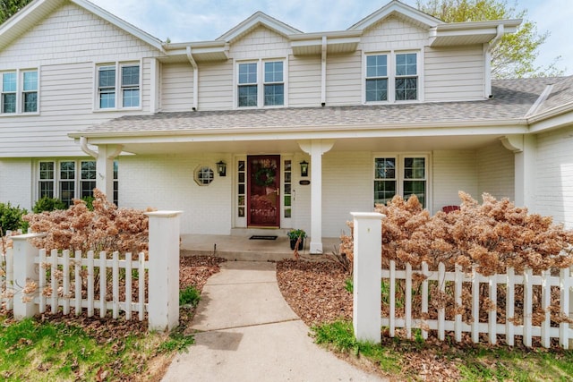 1305 Lexington Ct, Brookfield, WI 53045 - view of front of property with a porch, brick siding, and roof with shingles