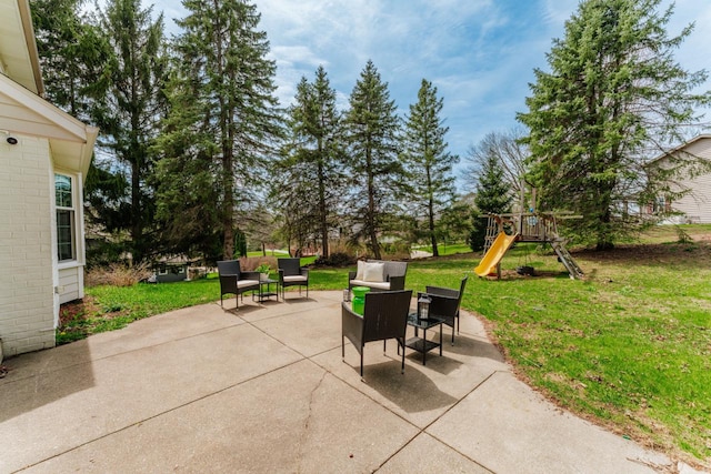 1305 Lexington Ct, Brookfield, WI 53045 - view of patio with a playground and an outdoor hangout area