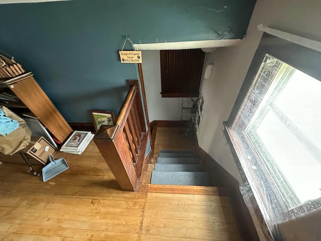 227 S 1st St, Colby, WI 54421 - stairs with wood finished floors and baseboards
