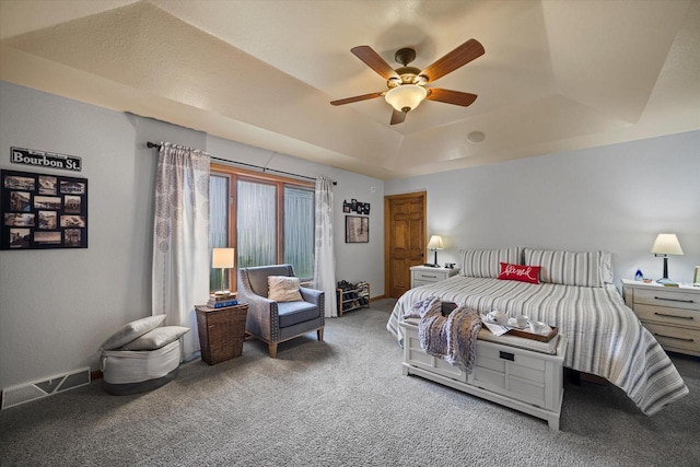 S91W35161 Prairie Ct, Eagle, WI 53119 - bedroom with a raised ceiling, carpet, and ceiling fan