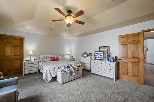 S91W35161 Prairie Ct, Eagle, WI 53119 - bedroom featuring a raised ceiling, carpet, and ceiling fan