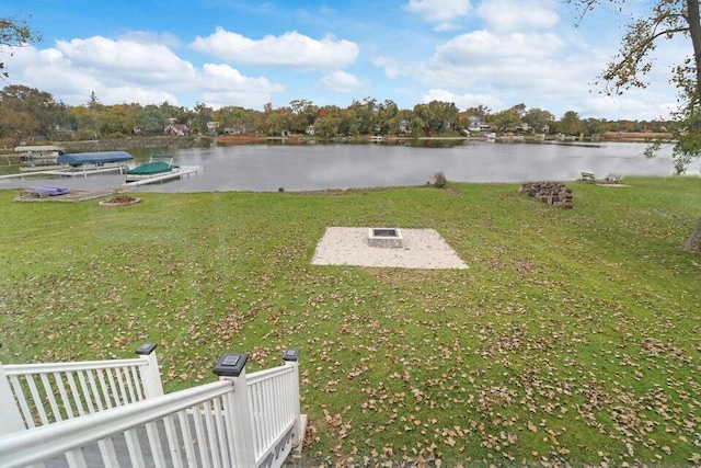 24722 84th St, Salem, WI 53168 - view of green lawn with a water view and a boat dock