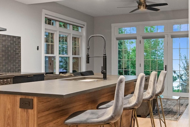 W3920 Lake Shore Dr, Lake Geneva, WI 53147 - kitchen featuring ceiling fan, plenty of natural light, and a sink