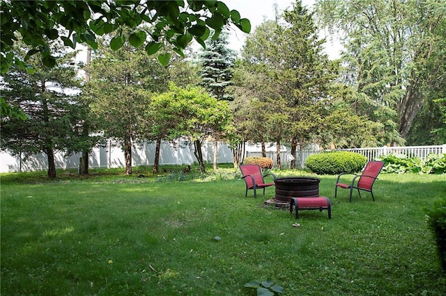 203 E Maple St, Thorp, WI 54771 - fenced backyard with an outdoor fire pit