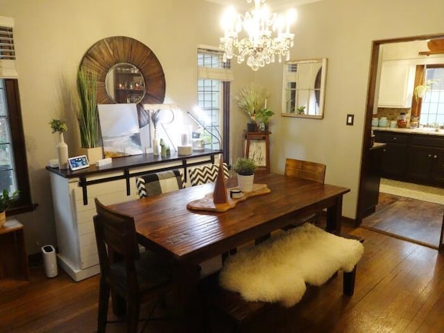 7320 5th Ave, Kenosha, WI 53143 - dining room featuring dark wood finished floors and a chandelier