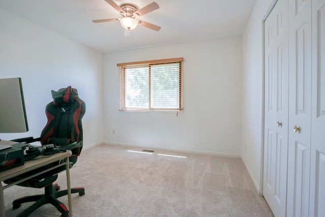 6622 96th Ave, Kenosha, WI 53142 - office with carpet floors, a ceiling fan, and baseboards