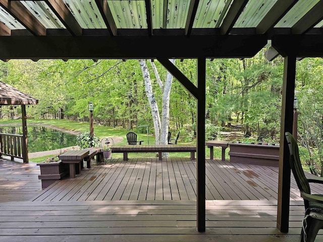 9388 Alpine Rd, Fremont, WI 54940 - deck featuring a forest view