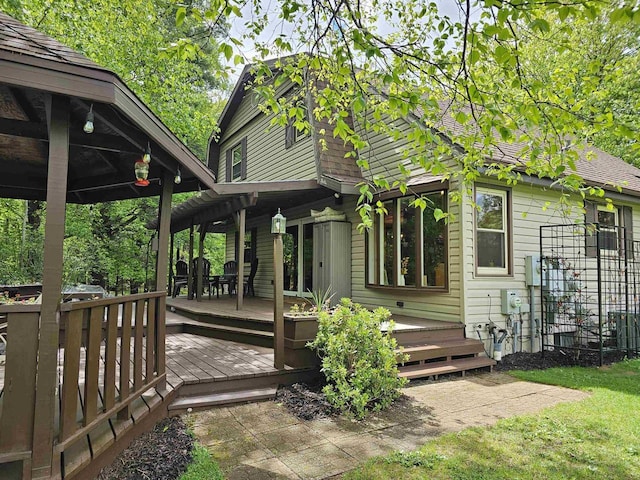 9388 Alpine Rd, Fremont, WI 54940 - back of property with a wooden deck