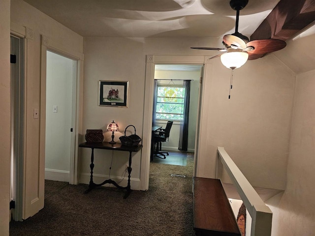 9388 Alpine Rd, Fremont, WI 54940 - corridor with carpet, an office area, and baseboards