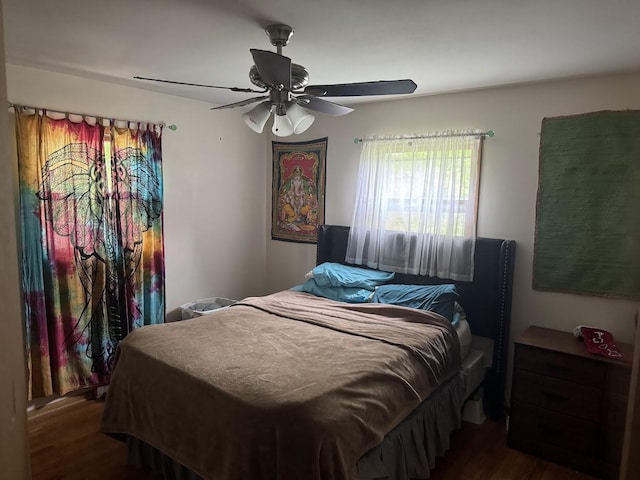 1306 Grandview Ave, Oconomowoc, WI 53066 - bedroom featuring dark wood-type flooring and a ceiling fan