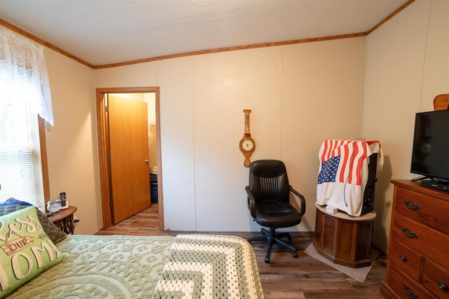 W7744 County Rd E, Westfield, WI 53964 - bedroom featuring ornamental molding and wood finished floors
