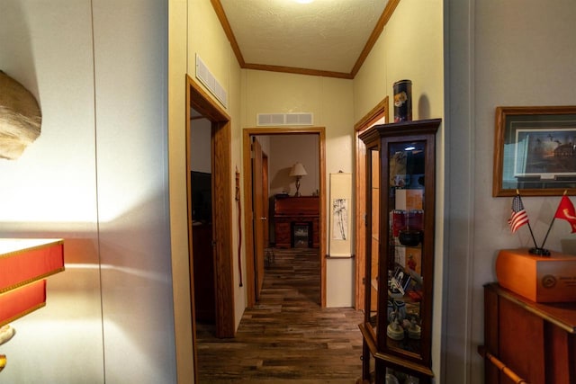 W7744 County Rd E, Westfield, WI 53964 - hall featuring wood finished floors, crown molding, and a textured ceiling