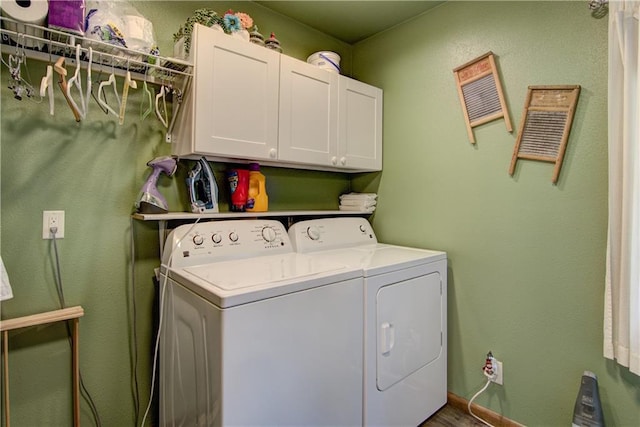 739 Veronica St, Chippewa Falls, WI 54729 - washroom featuring cabinet space, washer and dryer, and baseboards