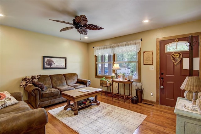 739 Veronica St, Chippewa Falls, WI 54729 - living area with light wood finished floors, ceiling fan, recessed lighting, and baseboards