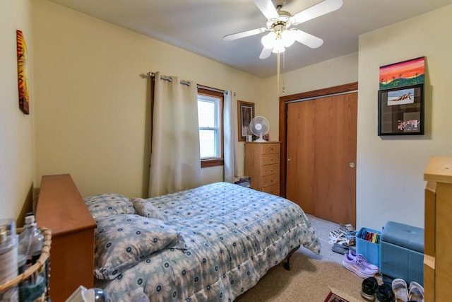 1427 Madison Ave, South Milwaukee, WI 53172 - bedroom with carpet flooring, a closet, and a ceiling fan