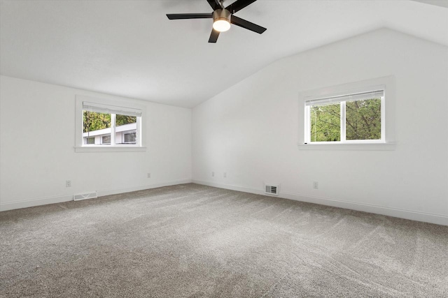 10104 Washington Ave, Mount Pleasant, WI 53177 - spare room with lofted ceiling, ceiling fan, healthy amount of natural light, carpet, and baseboards