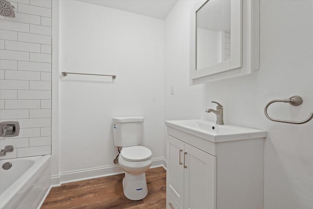 10104 Washington Ave, Mount Pleasant, WI 53177 - full bathroom with vanity, wood finished floors, toilet, shower / tub combination, and baseboards