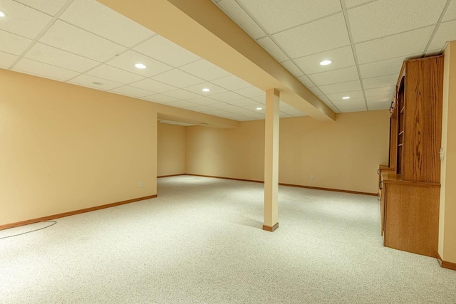 1 Winterberry Trl, Madison, WI 53717 - finished below grade area with a paneled ceiling, recessed lighting, baseboards, and carpet