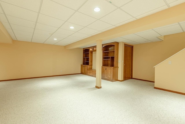 1 Winterberry Trl, Madison, WI 53717 - finished basement with a paneled ceiling, baseboards, light colored carpet, and recessed lighting