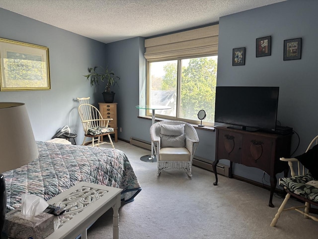 333 N Lake Rd Unit 406, Oconomowoc, WI 53066 - carpeted bedroom with a baseboard heating unit and a textured ceiling