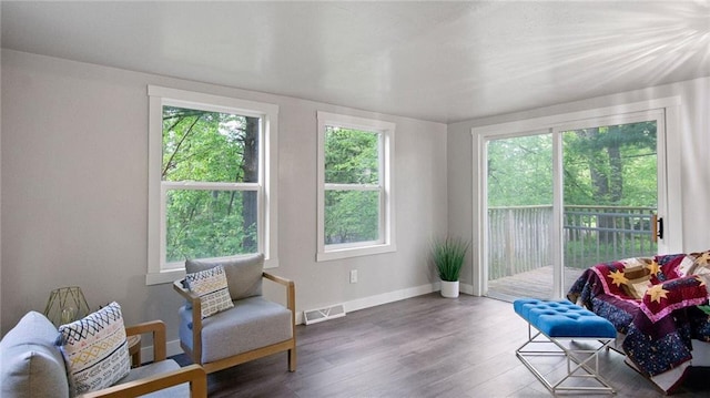 2572 90th St, Eau Claire, WI 54703 - living area featuring wood finished floors, plenty of natural light, and baseboards