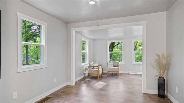 2572 90th St, Eau Claire, WI 54703 - sitting room with plenty of natural light, wood finished floors, and baseboards