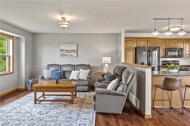 11684 44th Ave, Chippewa Falls, WI 54729 - living area featuring dark wood-style floors and baseboards