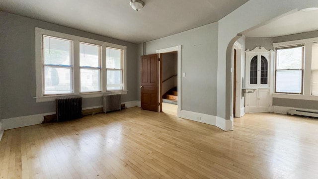 5410 N 37th St, Milwaukee, WI 53209 - unfurnished room with radiator, light wood-type flooring, and stairs