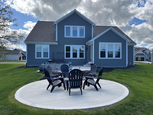 160 Candleberry Ln, Grafton, WI 53024 - rear view of house with a patio, a lawn, and roof with shingles