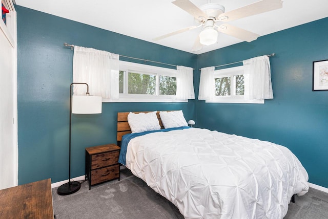357 W Sugar Ln, Glendale, WI 53217 - bedroom featuring carpet floors, baseboards, and ceiling fan