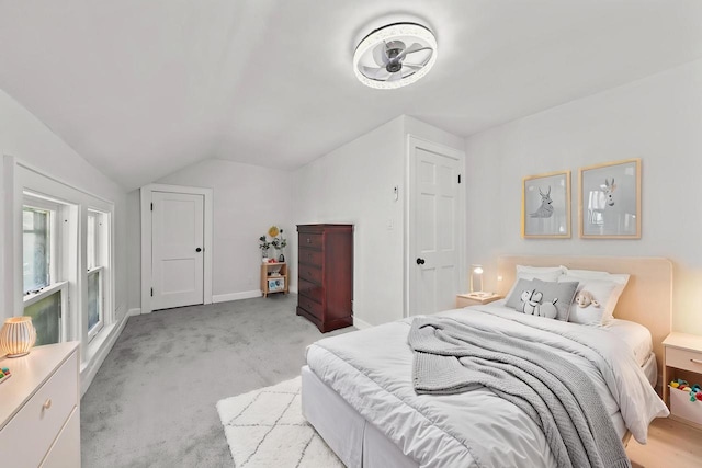6028 N 38th St, Milwaukee, WI 53209 - bedroom featuring lofted ceiling, light colored carpet, and baseboards