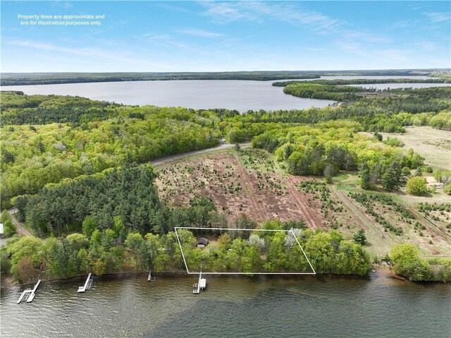 14856W Valhalla Dr, Hayward, WI 54843 - aerial overview of property's location featuring property boundaries highlighted and a nearby body of water