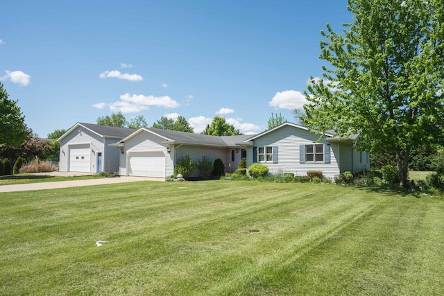 W5670 School Rd, Walworth, WI 53184 - ranch-style home featuring a garage, a front yard, and concrete driveway