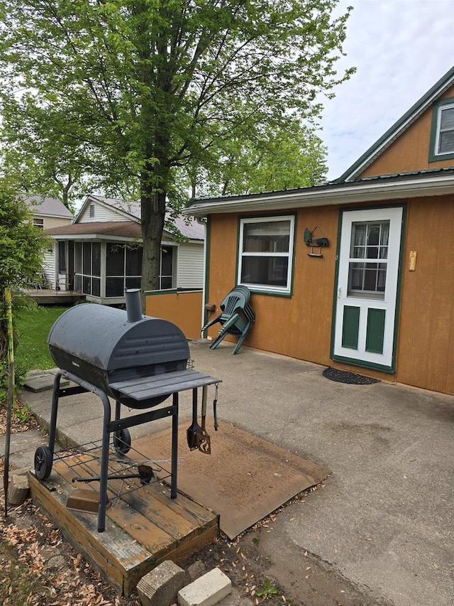 Pine Ln, Bloomington, WI 53804 - view of patio with a sunroom and a grill