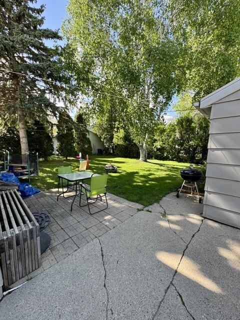 219 E 9th St, Fond Du Lac, WI 54935 - view of patio featuring a trampoline and outdoor dining space