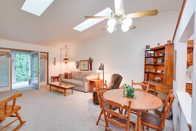 741 Kensington Sq, Stoughton, WI 53589 - carpeted dining area with a skylight and a ceiling fan
