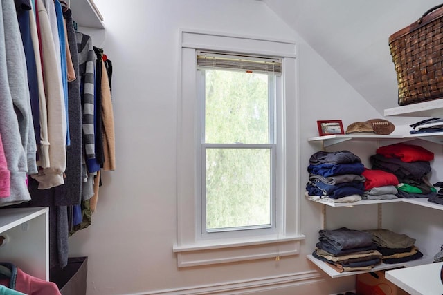 350 Washington St, Prairie Du Sac, WI 53578 - walk in closet featuring vaulted ceiling