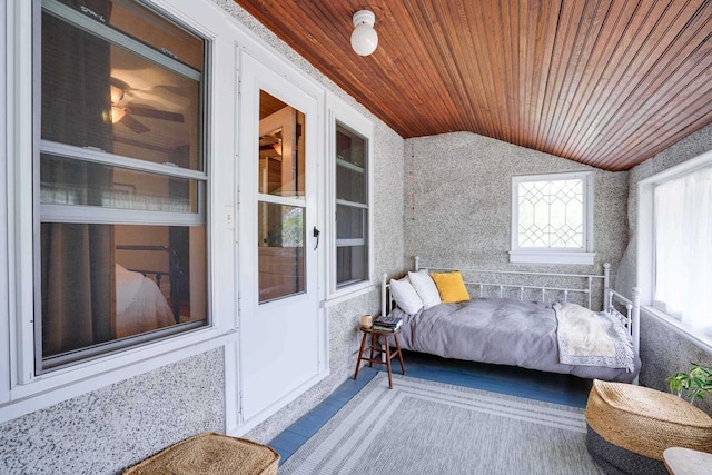 350 Washington St, Prairie Du Sac, WI 53578 - bedroom featuring vaulted ceiling and wood ceiling