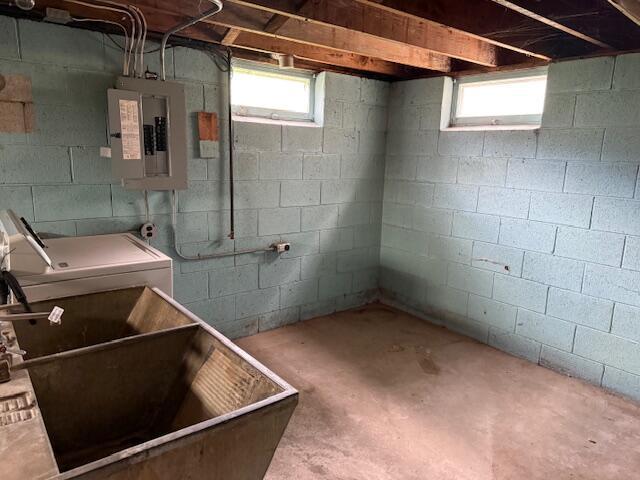 424 S 66th St, Milwaukee, WI 53214 - basement with electric panel, washer / dryer, and a sink