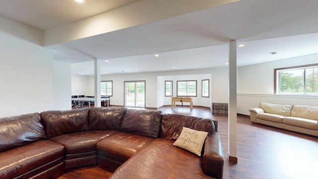 W10559 Hickory Point Rd, Beaver Dam, WI 53916 - living area featuring wood finished floors, healthy amount of natural light, and recessed lighting