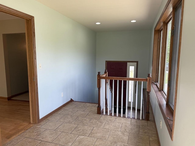3400 Vine St, Stevens Point, WI 54481 - hall with an upstairs landing, baseboards, and recessed lighting