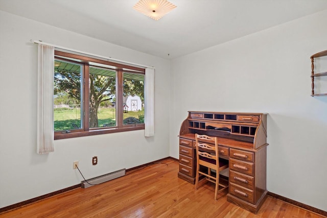 15 Wilson Ave, Fort Atkinson, WI 53538 - office area featuring light wood-type flooring, baseboards, and baseboard heating
