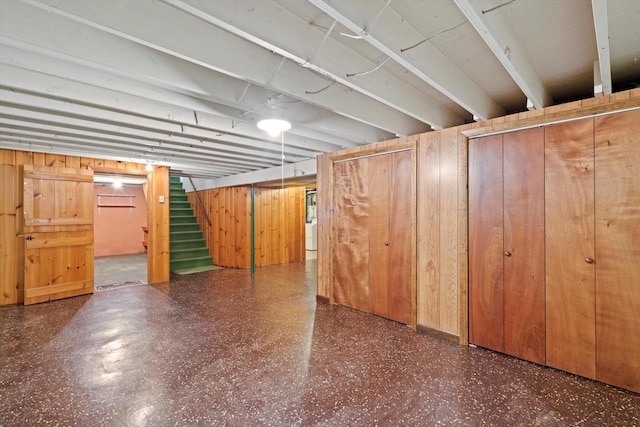 15 Wilson Ave, Fort Atkinson, WI 53538 - finished basement featuring stairs and wooden walls