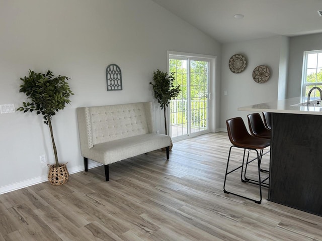 W141N9978 Seven Pines Way Unit 204, Germantown, WI 53022 - dining space with light wood-style flooring, lofted ceiling, and baseboards