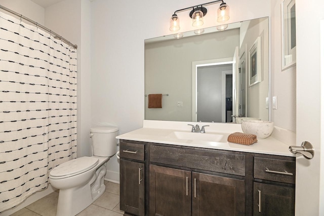 704 River Ridge Drive, Waterford, WI 53185 - bathroom with tile patterned flooring, toilet, vanity, and curtained shower