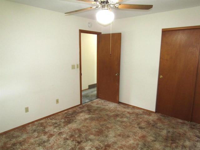 2374 S Park Ave, Beloit, WI 53511 - unfurnished bedroom featuring carpet floors, a closet, ceiling fan, and baseboards